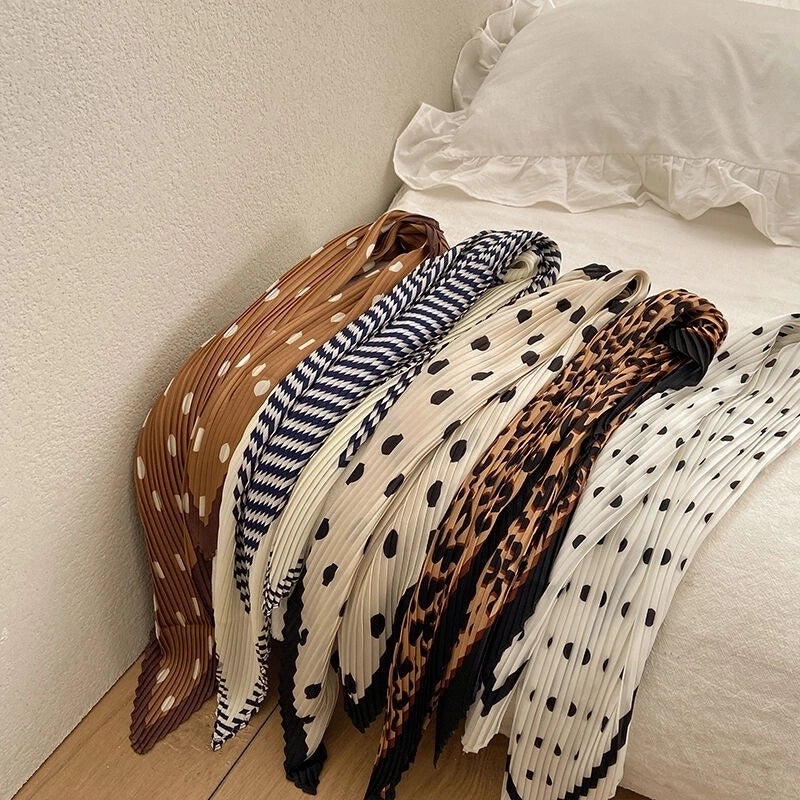 Women's Elegant Plaid Polka Dots Solid Color Satin Silk Scarf