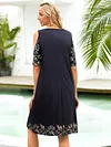 Off Shoulder Cold Shoulder V Neck Floral Vintage Knitting Dress