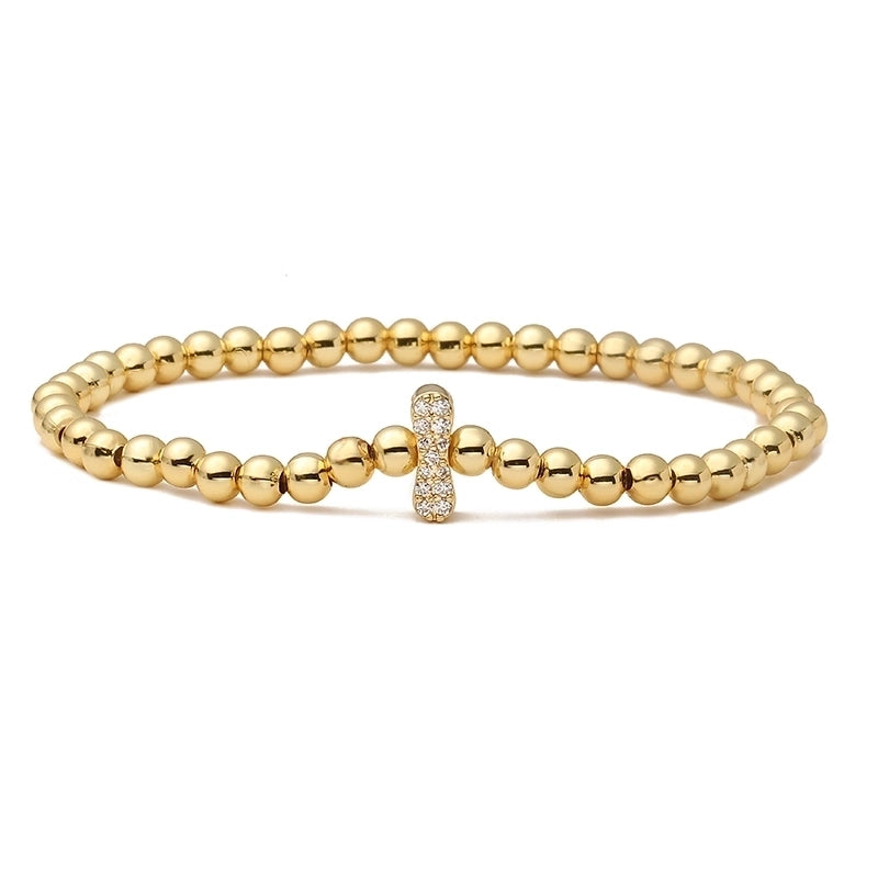 Vintage Style Minimalist Classic Style Letter Copper Zircon 18K Gold Plated Inlay Bracelets