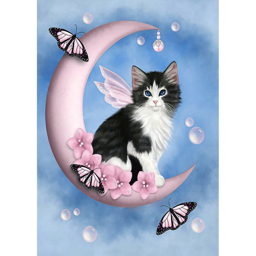 

Cat On Moon - Round Drill Diamond Painting - 30*40CM, 501 Original