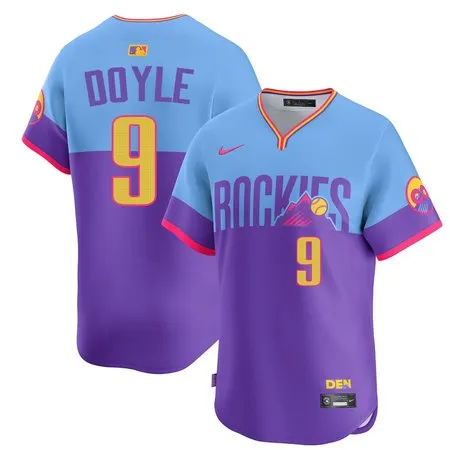 Youth Colorado Rockies #9 Brenton Doyle  Purple/Light Blue 2025 City Connect Elite Player Jersey