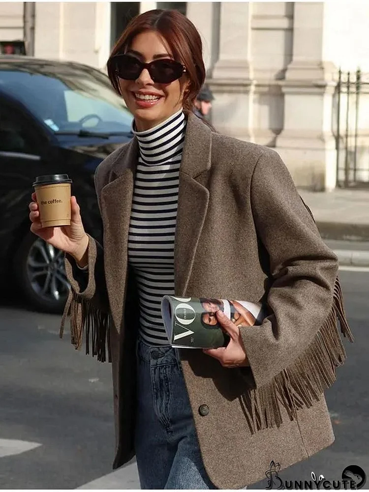 Coffee Plain Long Sleeve Jacket