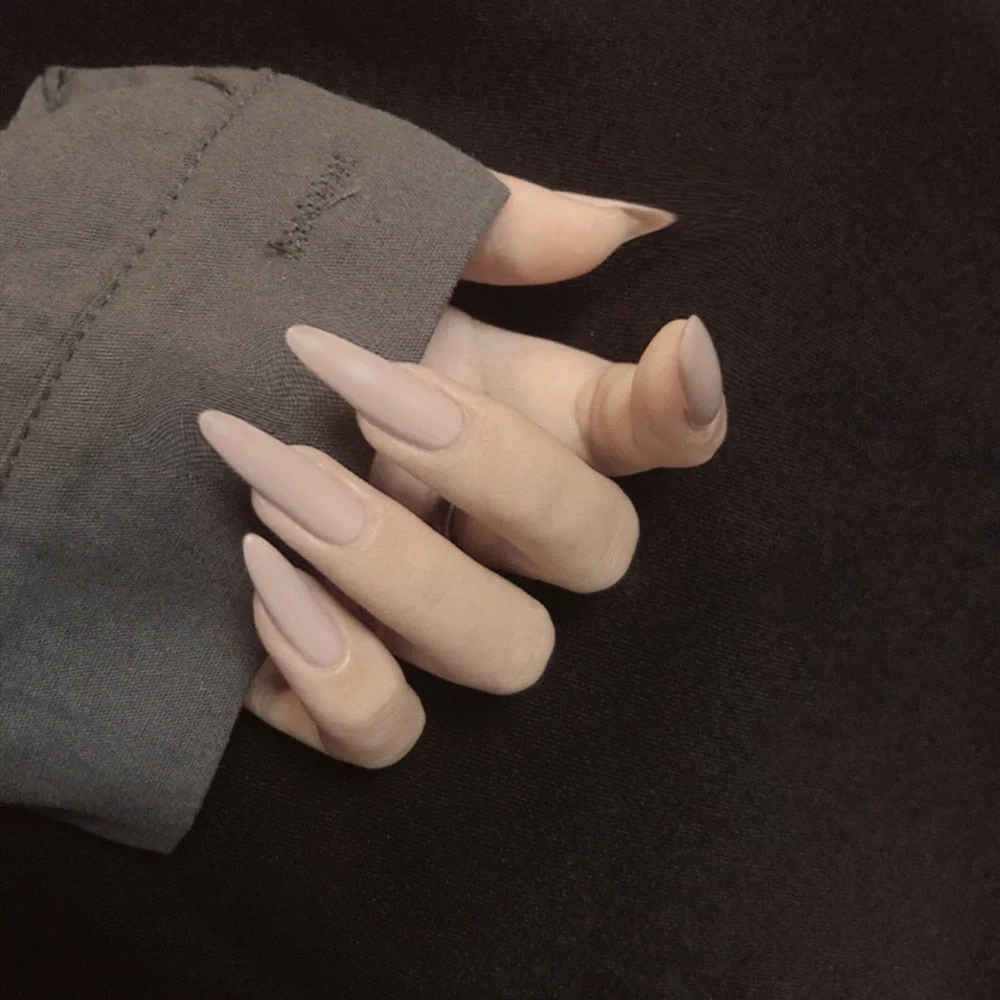 24pcs/box matte False Nail Tips With Glue pink color long Ballerina Nails detachable  Press on Nails Art Fake nails Stickers TY-Nail Inspo