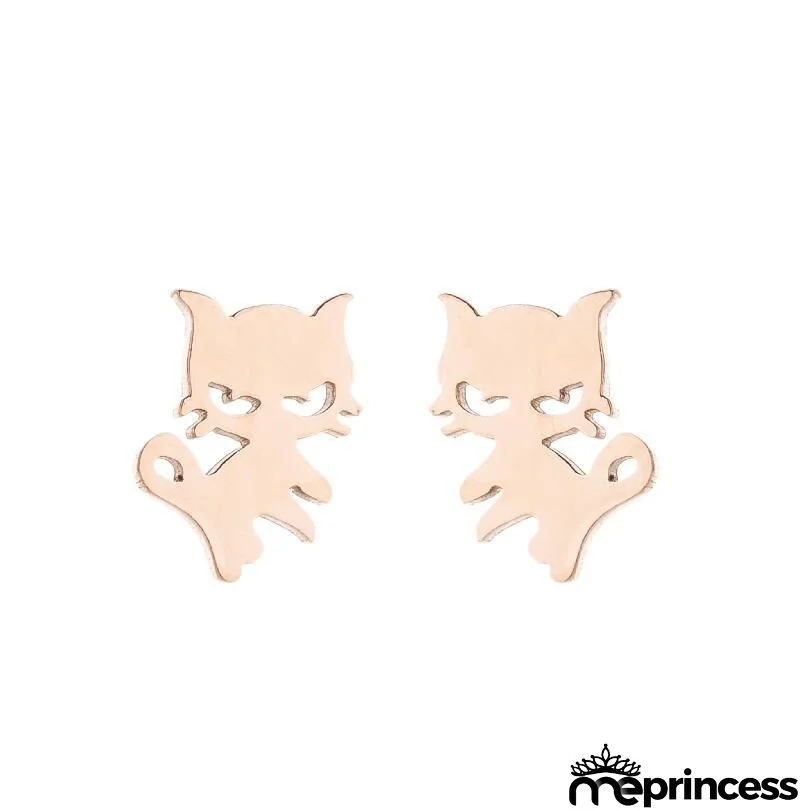 Women Fashion Hollow Eagle Owl Snake Dolphin Bee Giraffe Elephant Dog Cat Rabbit Fish Bird Penguim Stainless Steel Stud Earrings