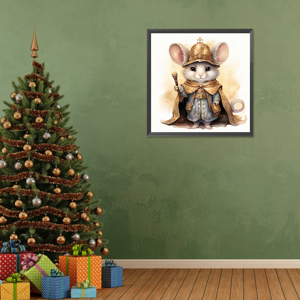 Full Round Diamond Painting 30*30cm - Christmas Winter Mouse