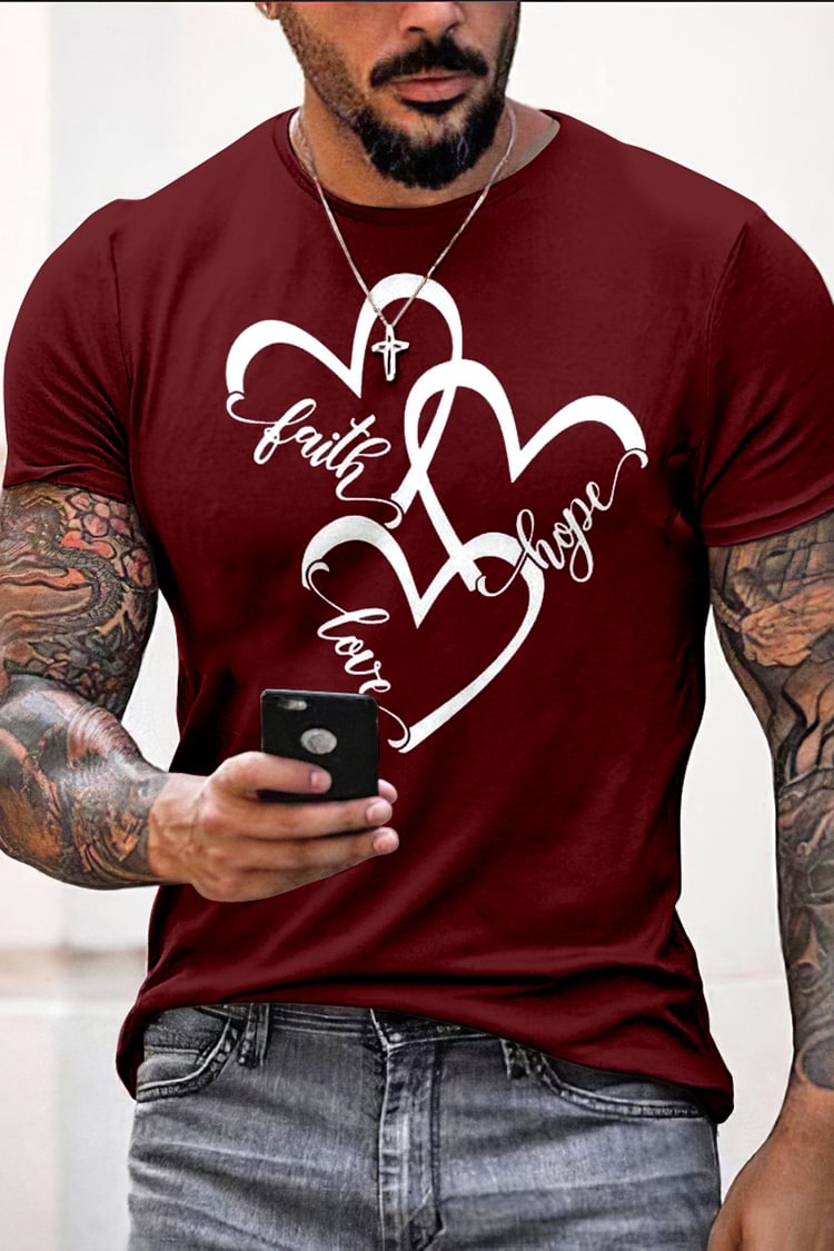 Tiboyz Love Hope Faith Print Short Sleeve T Shirt