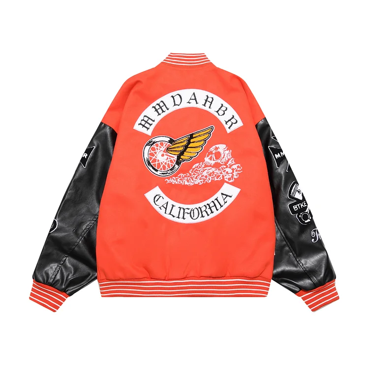 Retro Towel Embroidered Lettering Baseball Uniform High Street Hip Hop Loose Jacket at Hiphopee