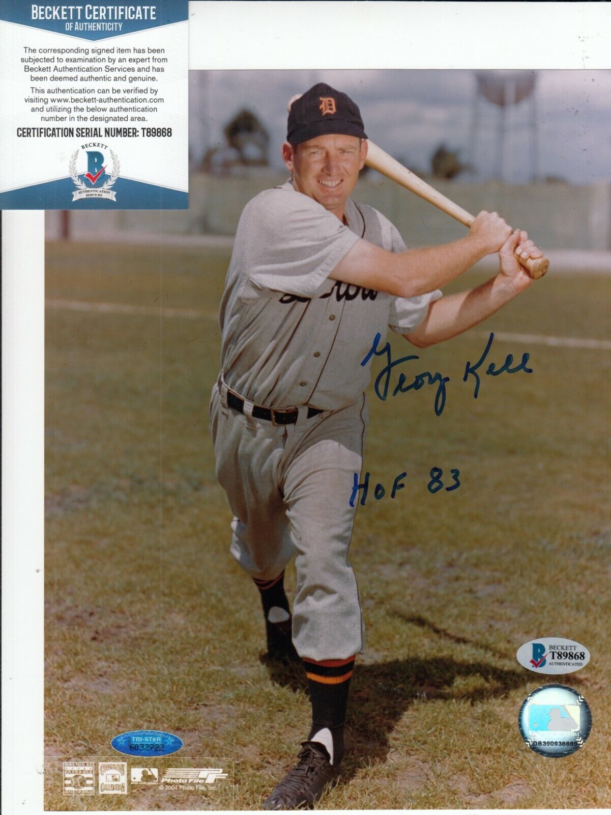 GEORGE KELL signed (DETROIT TIGERS) Baseball 8X10 Photo Poster painting BECKETT BAS T89868