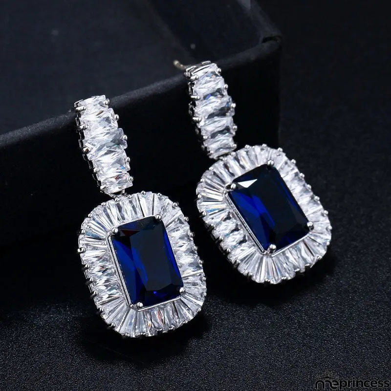 Women's Copper Cubic Zirconia Geometric Elegant Drop Earrings