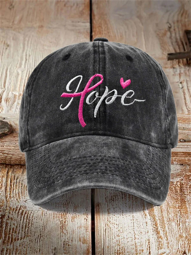 Breast Cancer Pink Ribbon Embroidered Hat