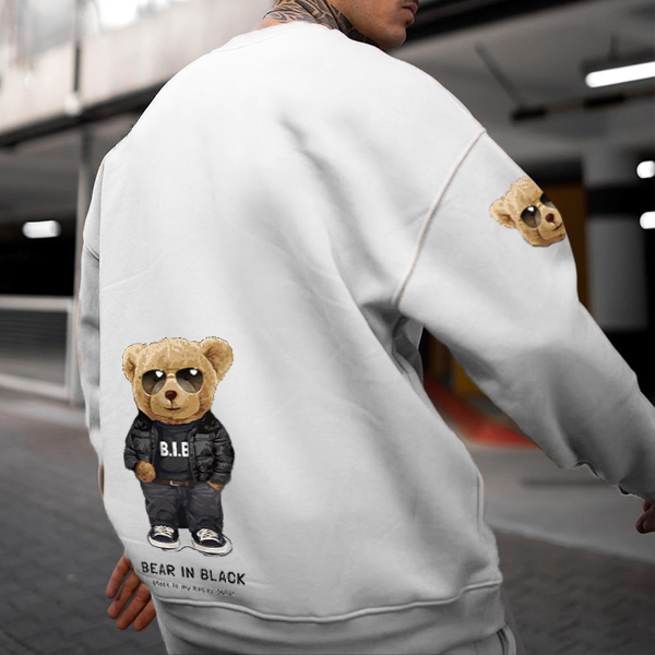 Bear In Black Oversized Sweatshirt、、URBENIE