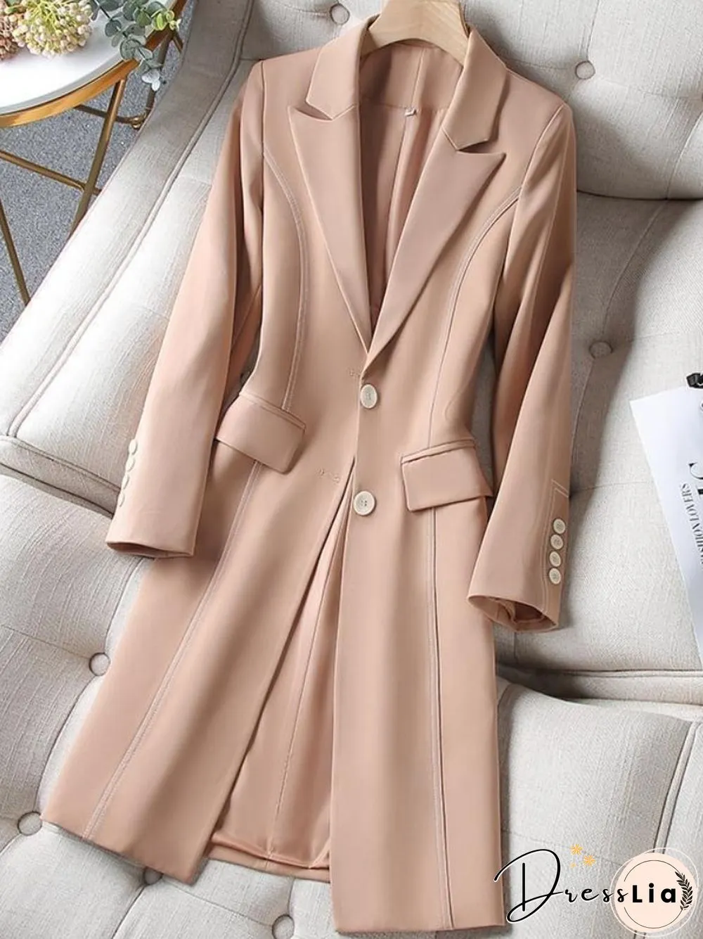 New Spring Autumn Mid-Length Suit Jacket Womens Fashion Temperament Thin Thickened Coat