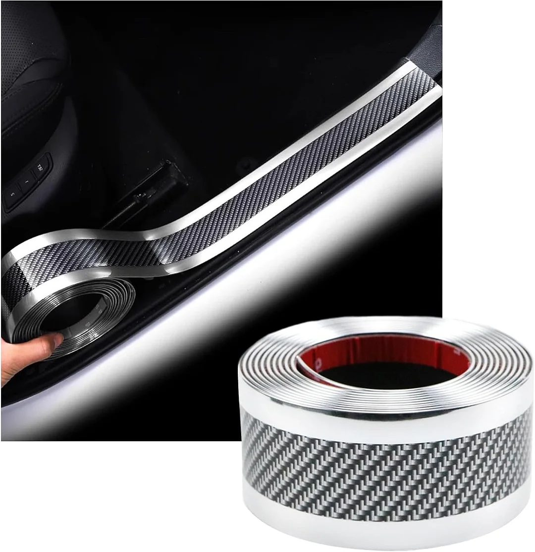 Car door anti-collision and anti-scratch cover sticker, waterproof carbon fiber door sill protection tape