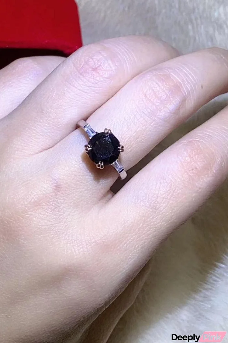 2 Carat Black Moissanite Platinum-Plated Ring