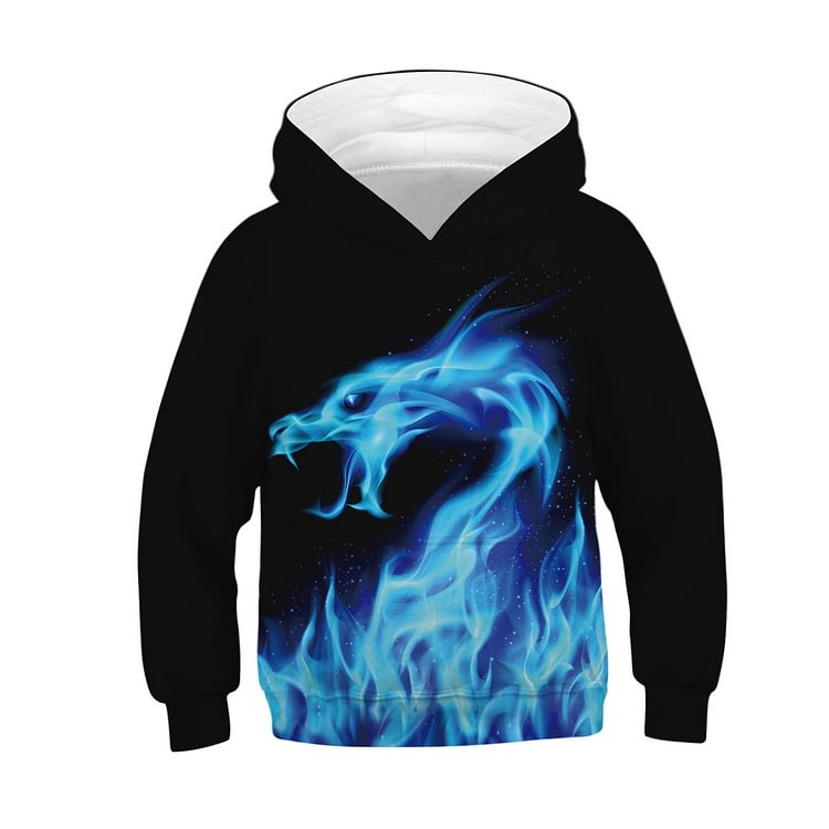 Kids Fire Dragon and Ice Dragon 3D Hoodie-Mayoulove