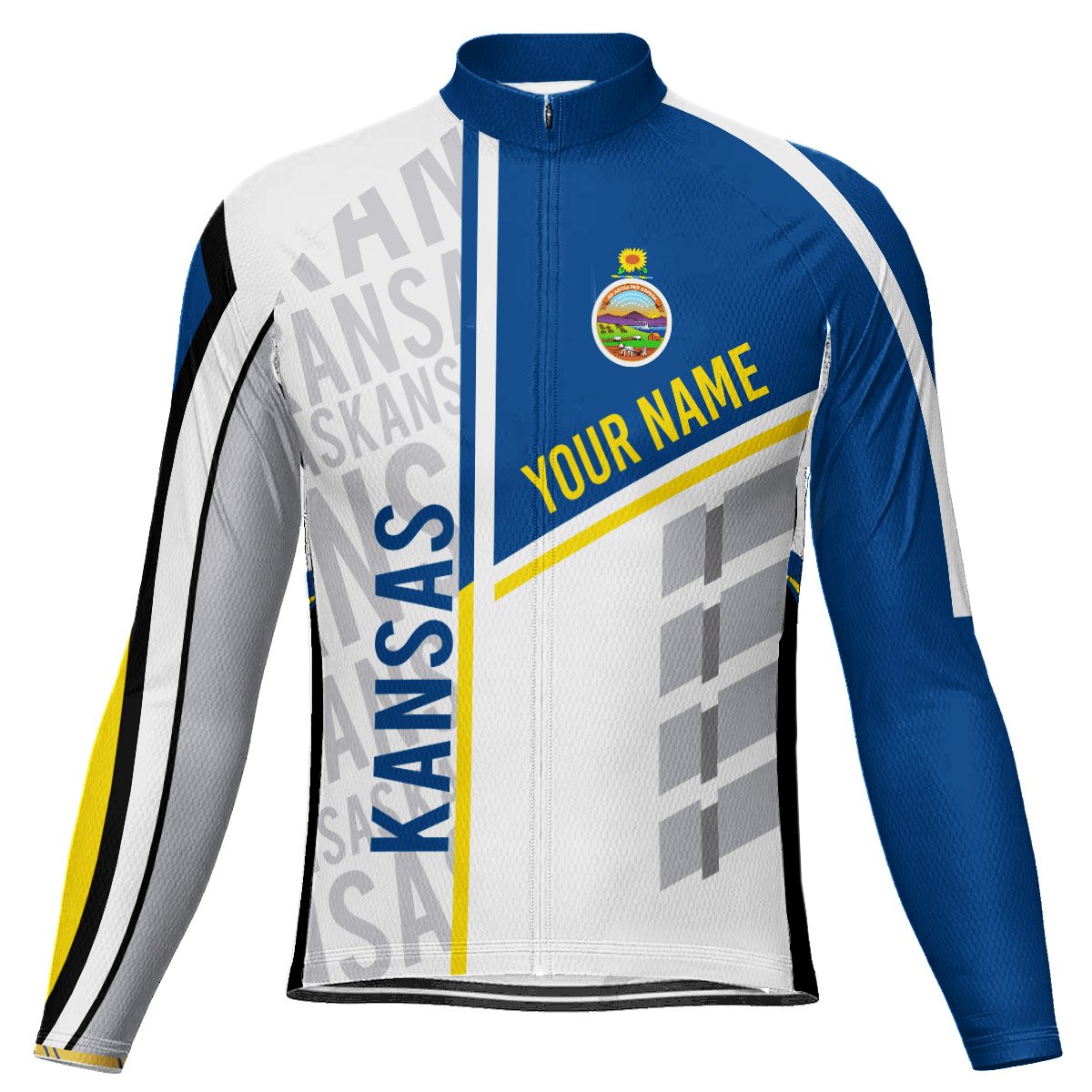 Customized Kansas Long Sleeve Cycling Jersey for Men | captainssportss.com