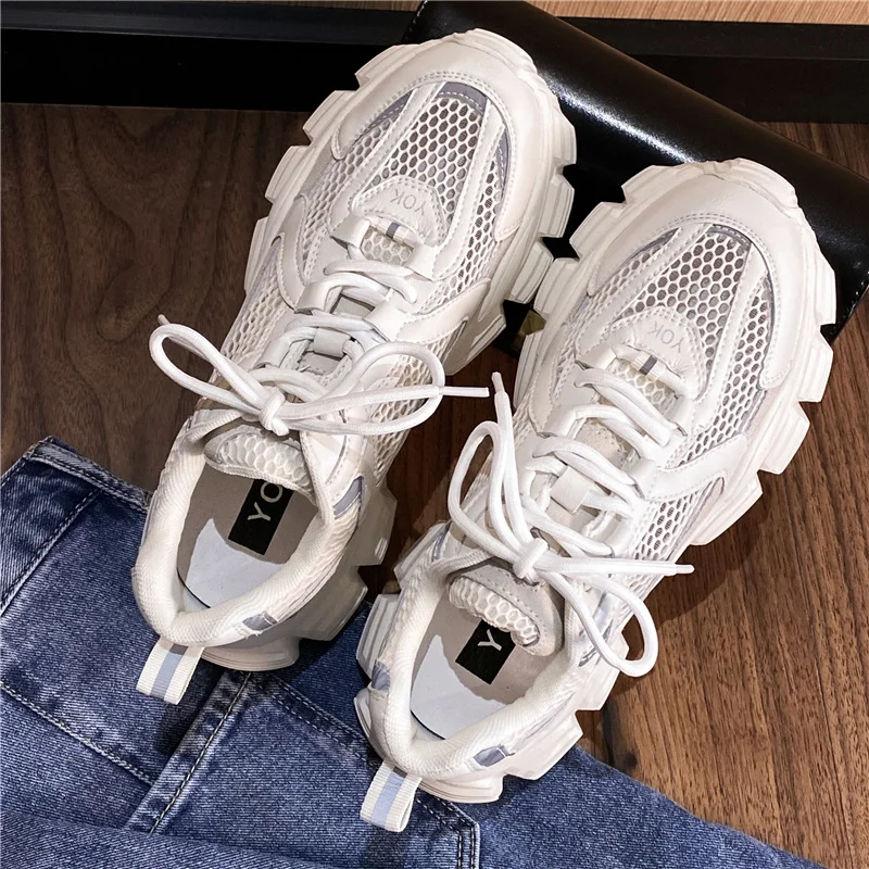 Yyvonne Summer Women Sports Shoes Mesh Breathable Women Sneakers Wear-resistant Outdoor Casual Shoes White Running Shoes Women