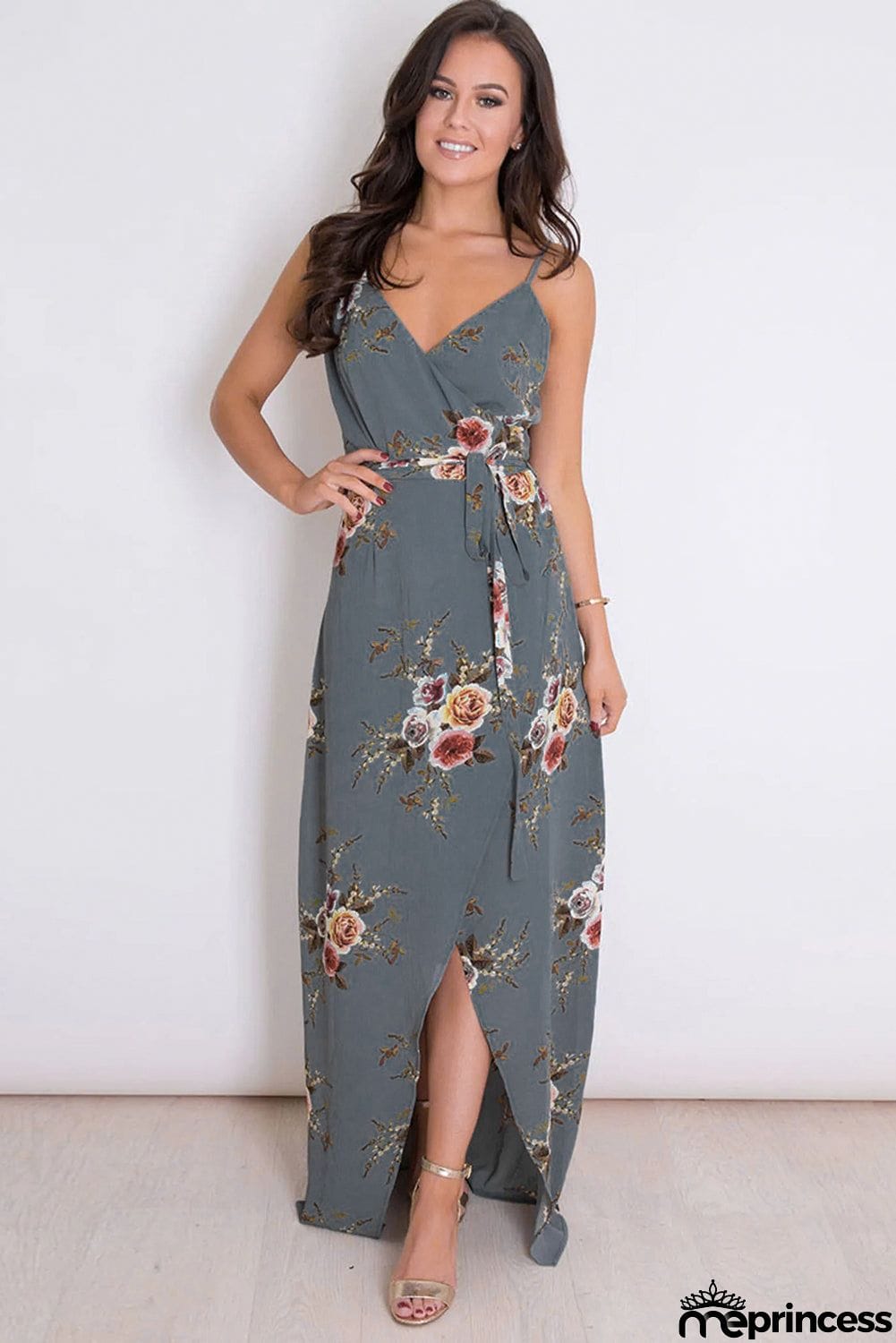 Floral Wrap Maxi Dress With Slit