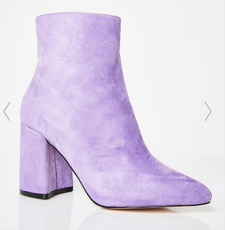 Lilac Suede Ankle Boots with Block Heel Vdcoo