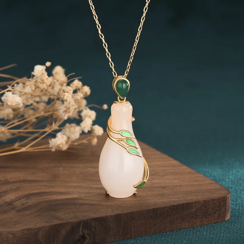 Vintage Handmade Enamel Colored Jade Necklace