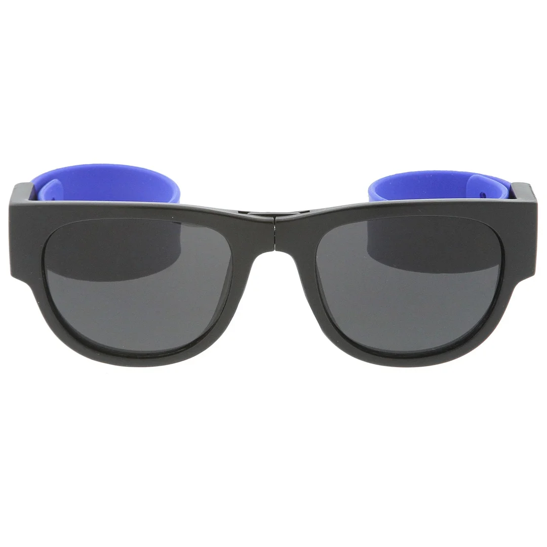 Portable Rubber Snap Arms Square Lens Foldable Horn Rimmed glasses 53mm