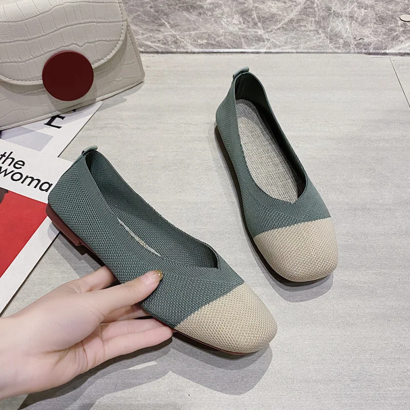 Square-Toe V-Cut Flats