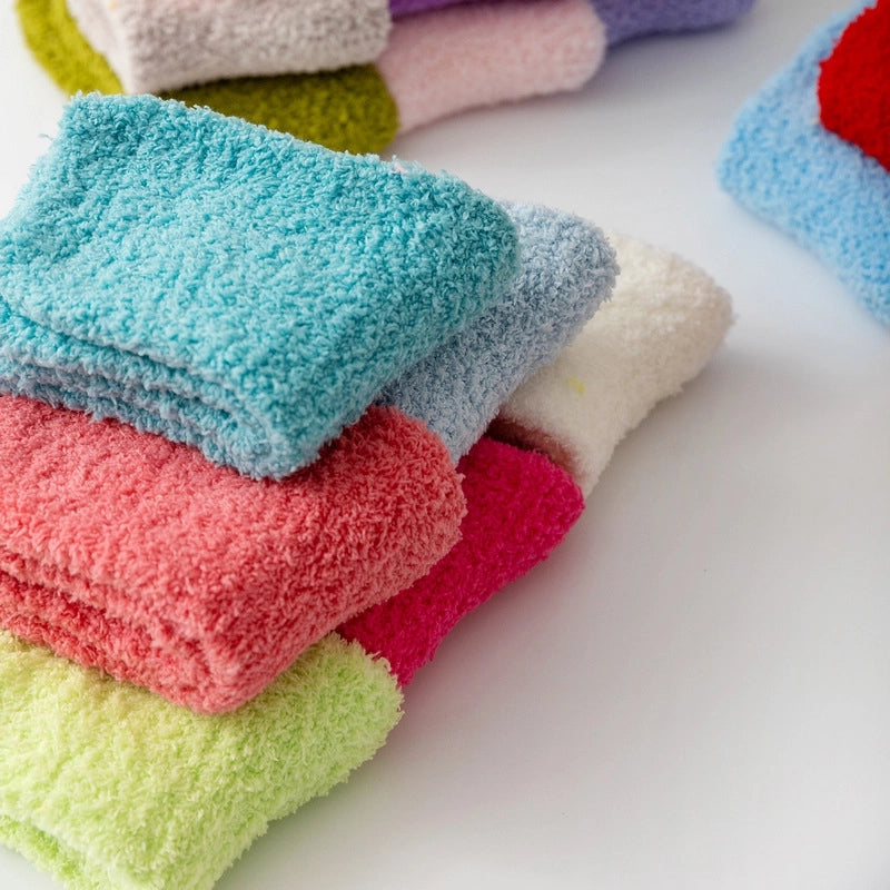 Coral Velvet Socks Women’s Hot Carpet Velvet Socks Winter Solid Color Thickened Floor Sleeping Plush Socks