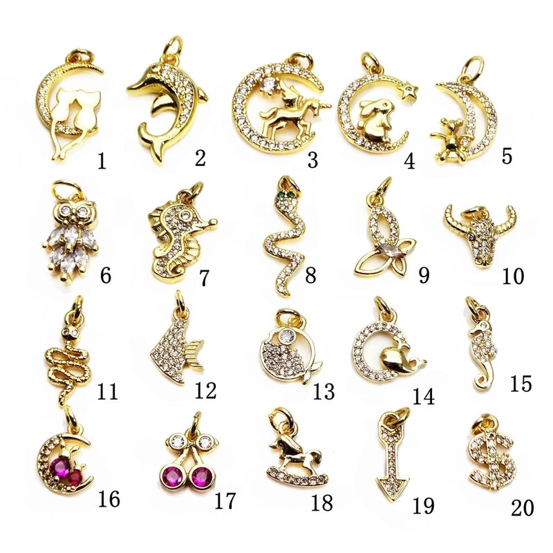 1 Piece Copper Zircon Rabbit Star Moon Pendant