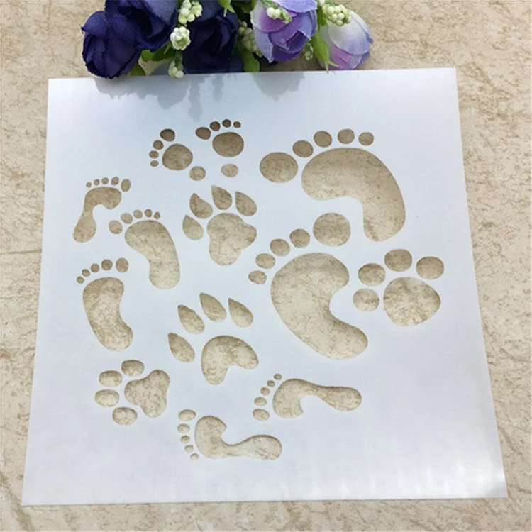 Foot Plastic Layering Stencils for DIY Scrapbooking/photo album Decorative Embossing DIY Paper Cards Crafts