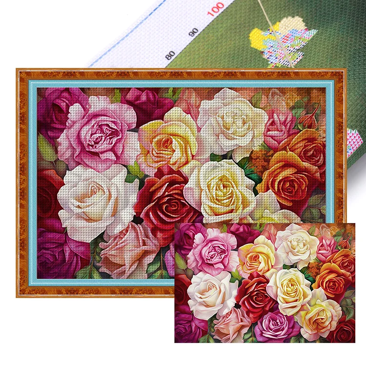 Flower - Rose 11CT Stamped Cross Stitch 60*40CM