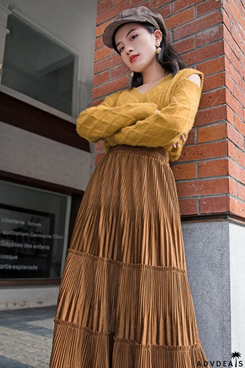 Pleuche Pleated Skirt