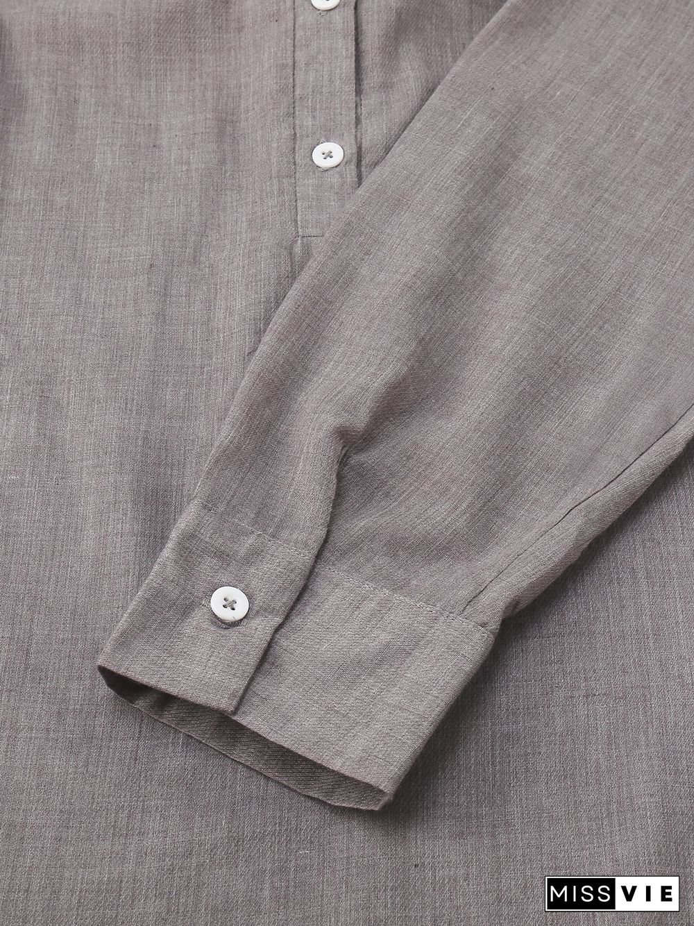 Solid Shirt Collar Casual Long Sleeve Blouse