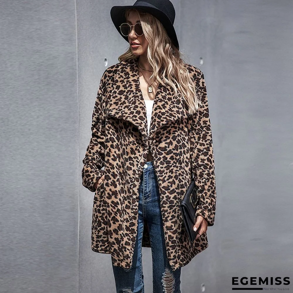 Leopard Print Long Woolen Coat In Autumn and Winter | EGEMISS