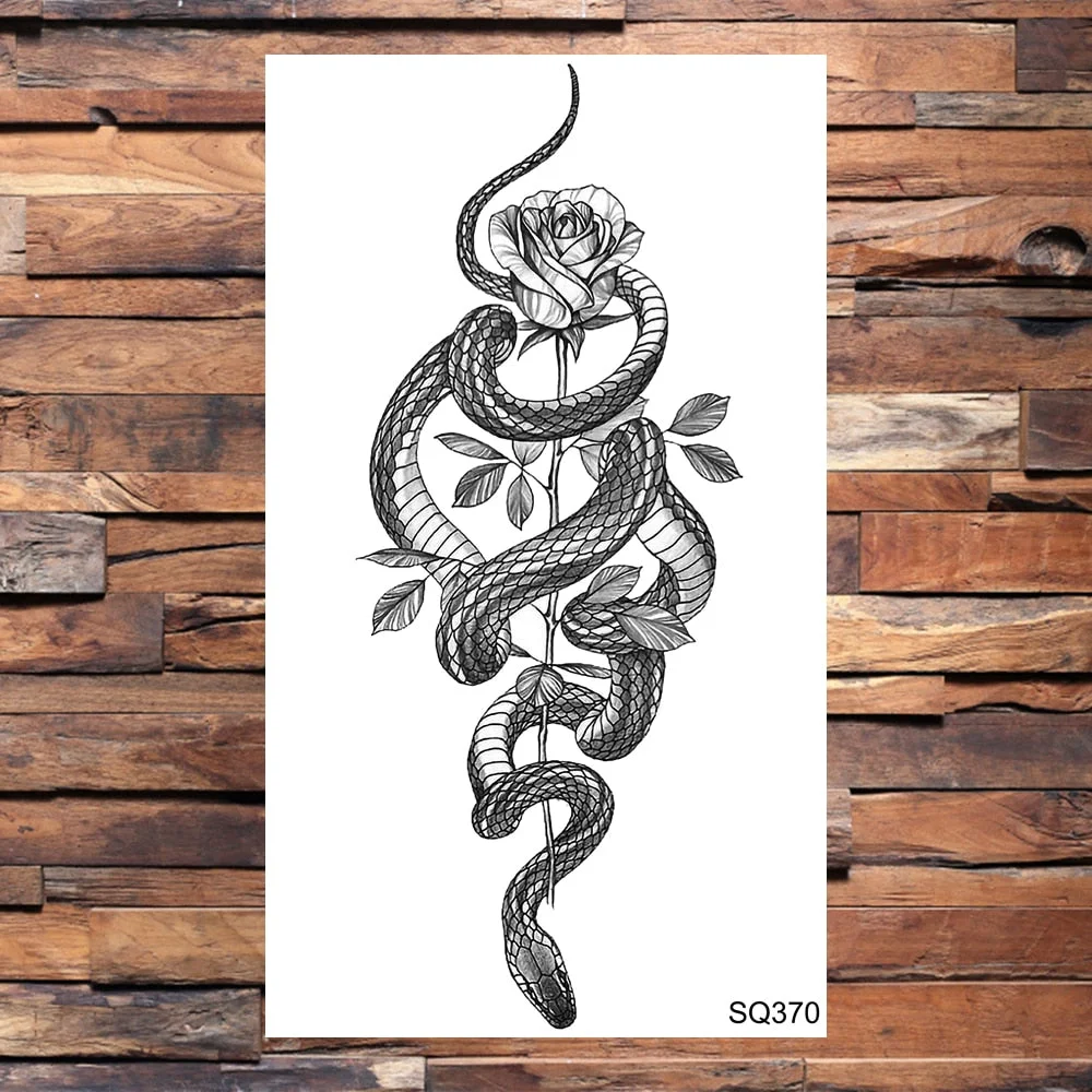 Black Dragon Temporary Tattoos For Men Women Realistic Scorpion Snake Fake Tattoo Sticker Body Arm Water Transfer Tatoos DIY