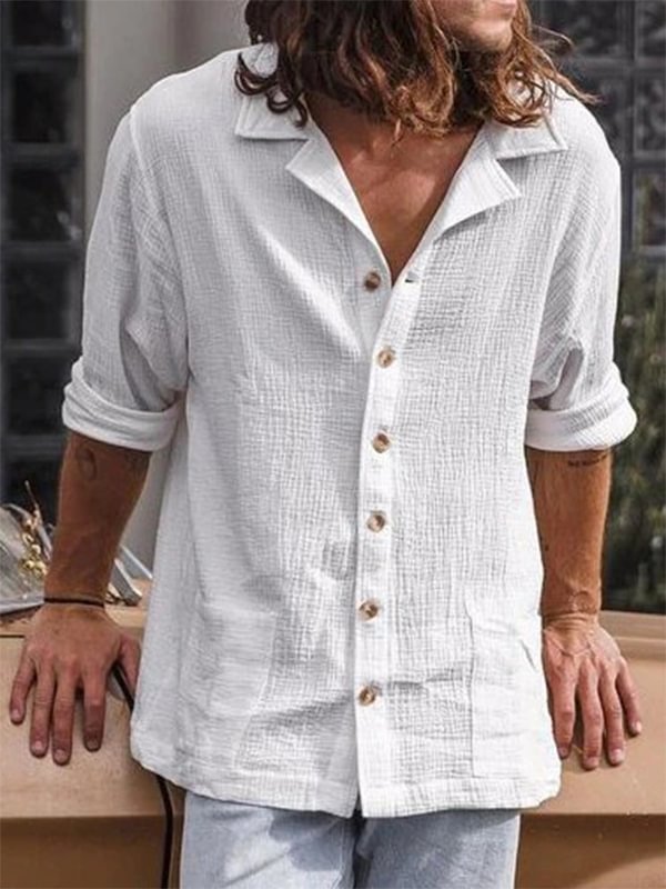Men's Double Pockets Lapel Collar Shirt