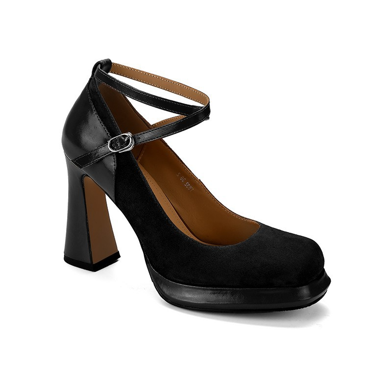 Cross Strap Chunky heeled Mary Jane