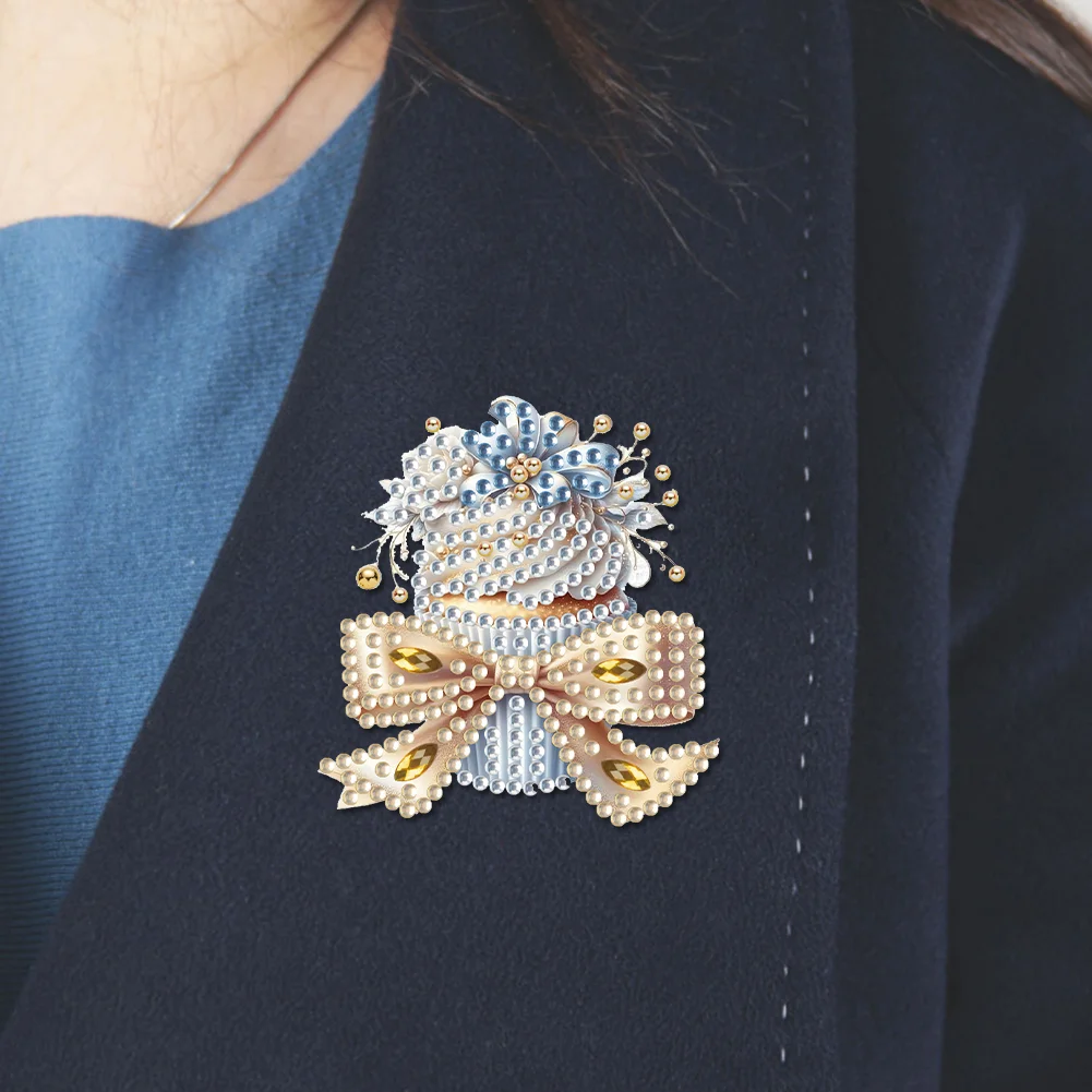 4pcs Cupcake DIY Diamond Painting Brooch Brooch Jewelry Kit DIY Diamond Pins