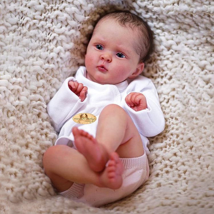 20" Look Real Innocent and Cute Cloth Body Newborn Girl Baby Doll with Blue Eyes Named Sanser Rebornartdoll® Rebornartdoll®