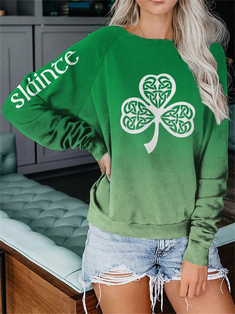 St. Patrick's Day Slainte Celtic Shamrock Gradient Sweatshirt