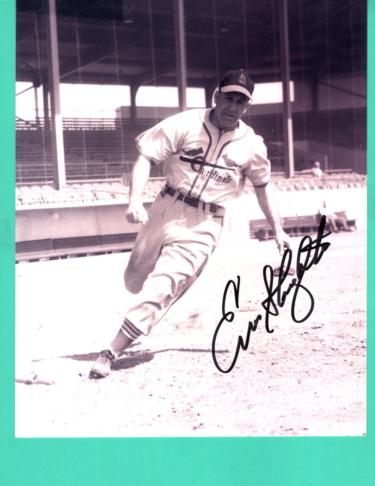 Enos Slaughter St. Louis Cardinals Baseball HOF Hand Signed Autograph 8x10 Photo Poster painting