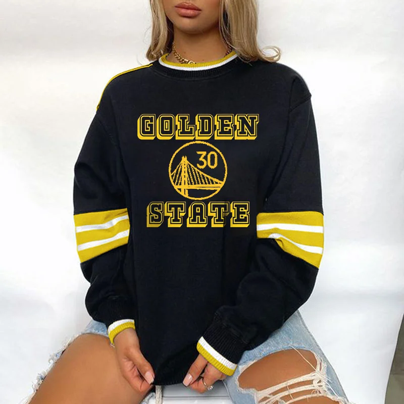 Women's Printed Black and Yellow Sweatshirt