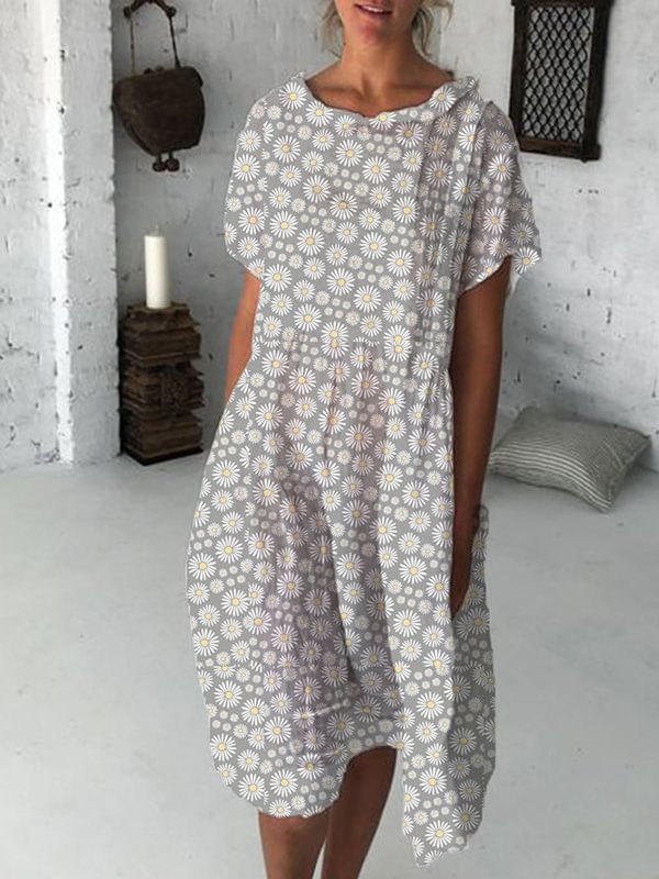 Fashion talent dresses Print short sleeve dresses with round neck