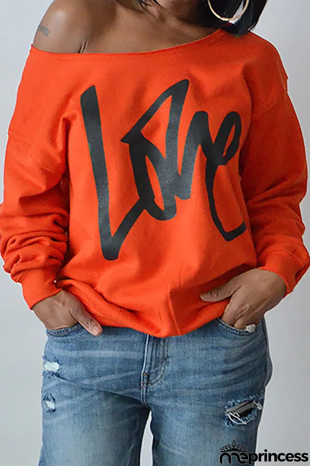 Purplish Red Fashion Casual Letter Print Basic Oblique Collar Tops