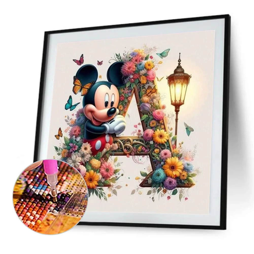 Partial AB Diamond Painting - Full Round Drill - Mickey Minnie Letters(Canvas|35*35cm)