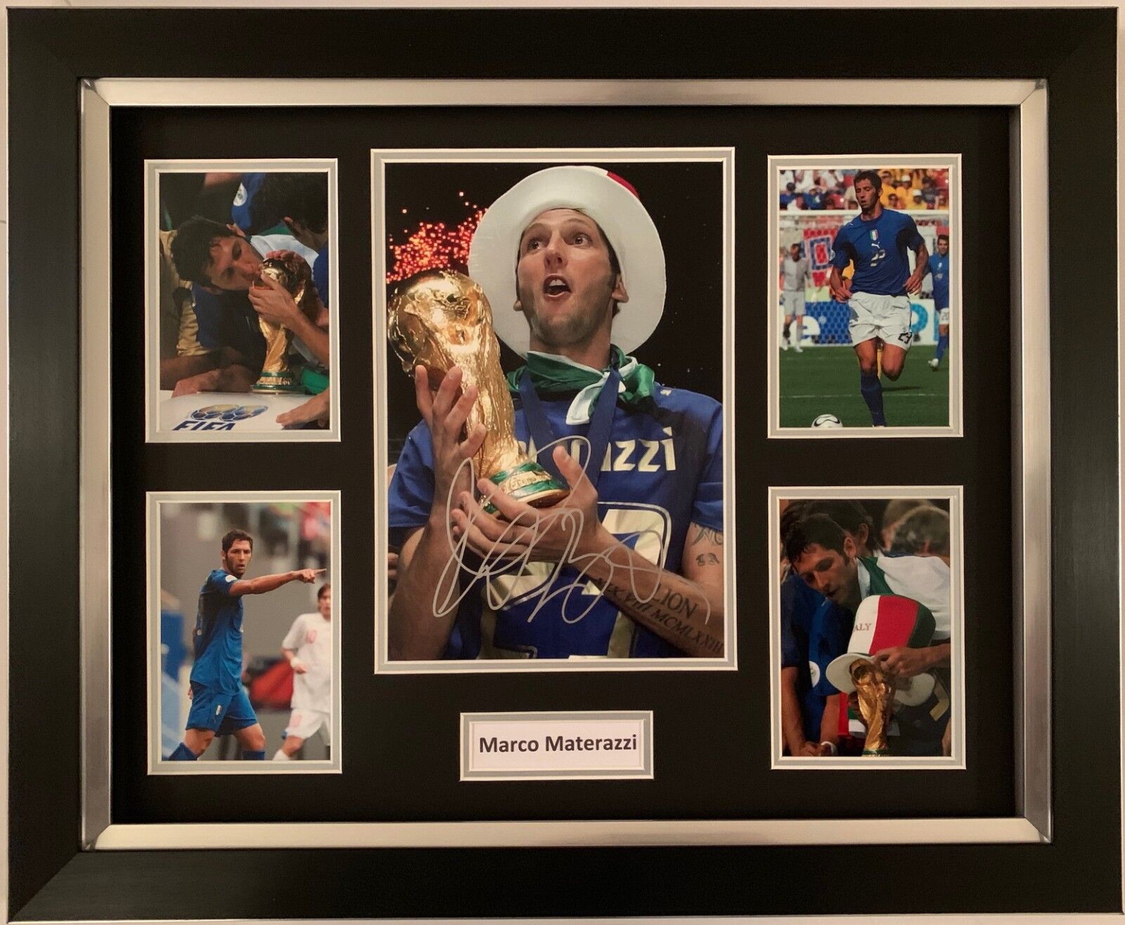 MARCO MATERAZZI HAND SIGNED FRAMED Photo Poster painting DISPLAY - ITALY WORLD CUP WINNER.