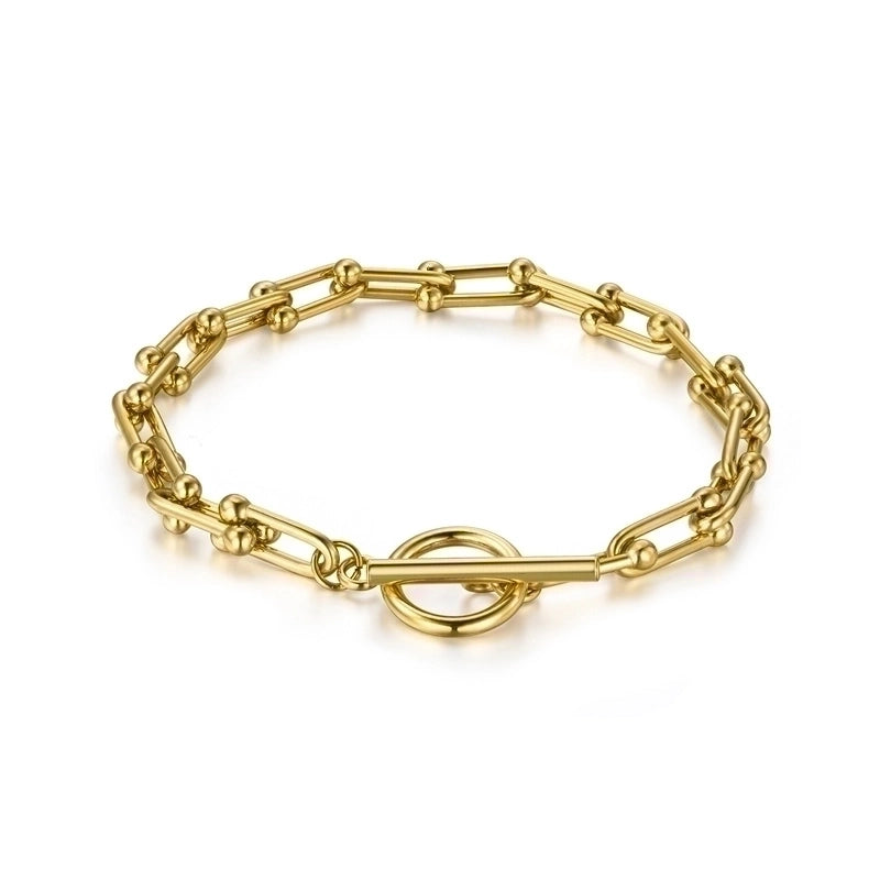 Casual Minimalist Classic Style Solid Color Stainless Steel Titanium Steel Gold Plated Bracelets In Bulk