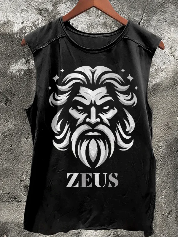 Men's Zeus Portrait Print Workout Cotton Tank Top