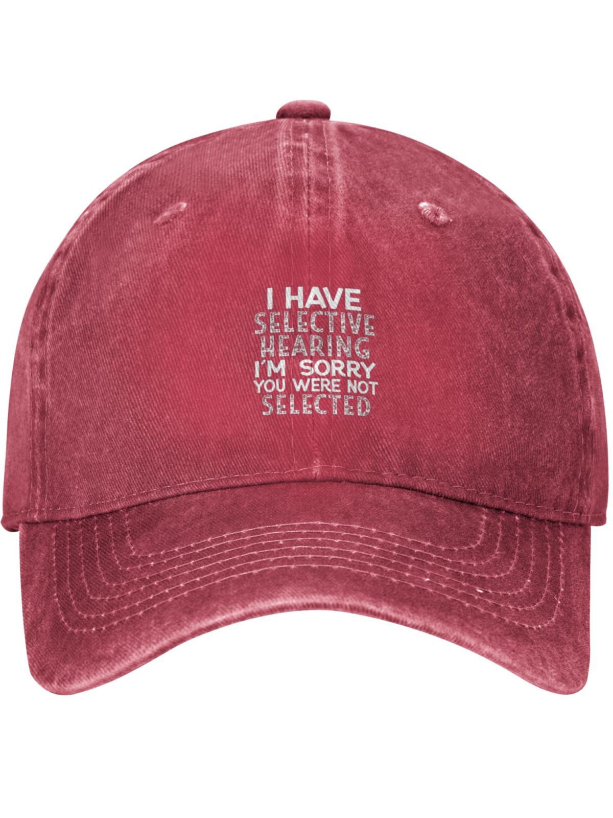 I Have Selective Hearing Funny Text Letters Adjustable Hat