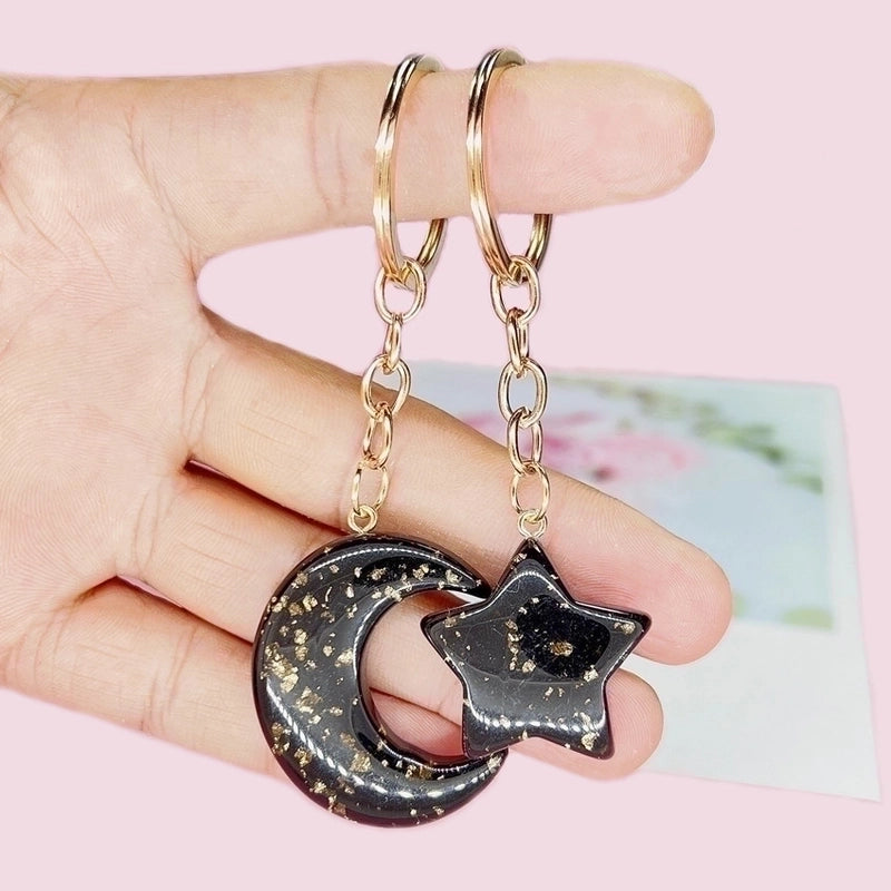 Novelty Star Moon Arylic Metal Unisex Bag Pendant Keychain