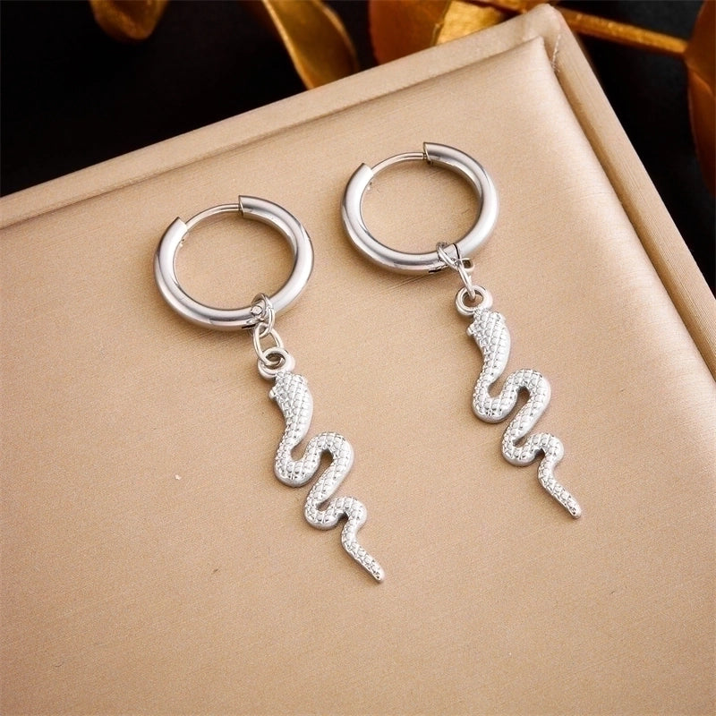 1 Pair IG Style Minimalist Snake Plating Titanium Steel No Inlaid 18K Gold Plated Drop Earrings